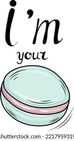 cartoon color macaroon with text