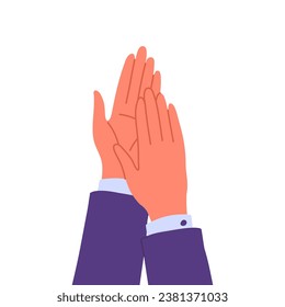 Cartoon Color Male Clapping Human Hands Icon Celebration and Success Concept Flat Design Style. Vector illustration of Man Applause