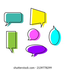 Cartoon color messages. Dialog, chat speech bubble. Business icon. Message bubble. Vector illustration. stock image. 