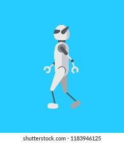 Cartoon Color Modern Android Robot Cyborg Technology and Futuristic Intelligence Machine Concept Flat Design Style. Vector illustration