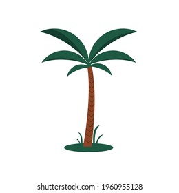 Cartoon Color Palm tree icon isolated on white background. Vector illustration.