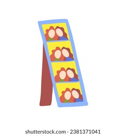 Cartoon Color Photo Frame with Two Friends or Family Photos Concept Flat Design Style. Vector illustration