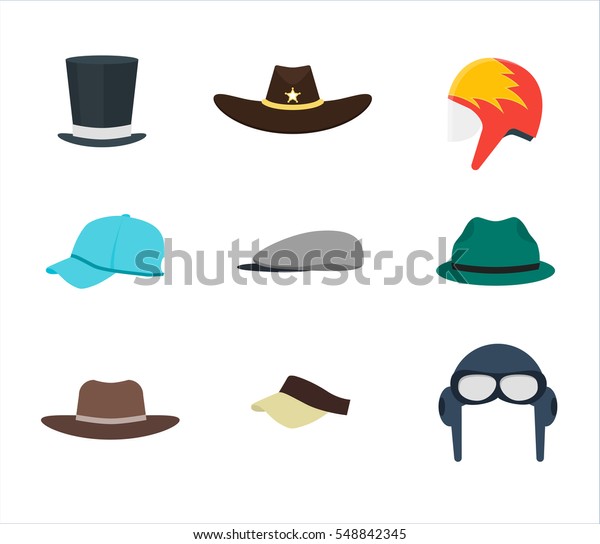 卡通颜色专业帽子或帽子套装男士 平面设计风格矢量插图库存矢量图 免版税