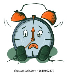 Cartoon color ringing hand drawn alarm clock 