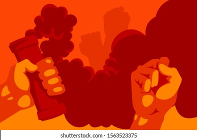 Cartoon Color Riot Protest Card Background Freedom or Politic Concept for Web and App. Vector illustration
