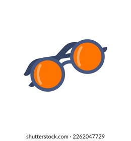 Cartoon Color Round Sunglasses Summer Vacation Concept Flat Design Style Isolated on a White Background. Vector illustration