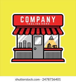Cartoon Color Shop Building or Market Shop Concept Illustration