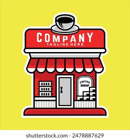 Cartoon Color Shop Building or Market Shop Concept Illustration