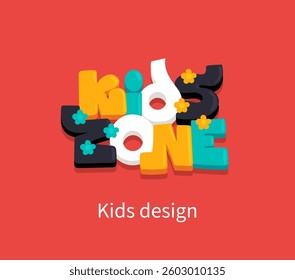 Cartoon color sign kids zone. Inscription of colored letters for children's rooms and playgrounds