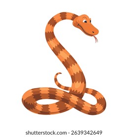 Cartoon color snake. Cute smiling animal, funny reptile of wild tropical nature. Flat vector isolated illustrations for kids design