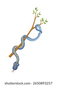 Cobra de cor de desenho animado. Um animal sorridente bonito, réptil engraçado de natureza tropical selvagem. Ilustrações isoladas de vetor plano para design infantil