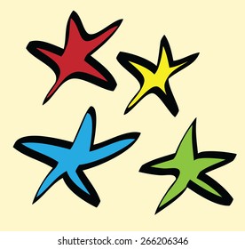 cartoon color star icon, vector illustration