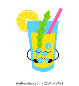 Cartoon Color Summer Drink Character Icon Celebration Concept Flat Design Style. Vector illustration of Cute Beverage Mascot