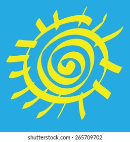 cartoon color sun icon, vector illustration