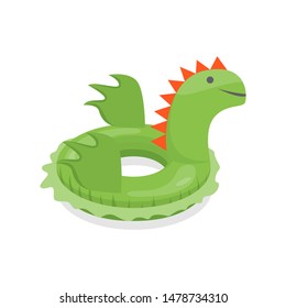 Cartoon Color Swimming Ring Dragon Toy on a White Flat Design Style. Vector illustration