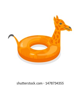 Cartoon Color Swimming Ring Giraffe Toy on a White Flat Design Style. Vector illustration