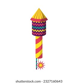 Cartoon Color Traditional Firecracker or Pyrotechnics Rocket Icon Flat Design Style Celebration Holiday Party Concept. Vector illustration