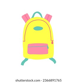Cartoon Color Travel Suitcase Bag Baggage Vacation and Tourism Concept Element Flat Design Style. Vector illustration of Backpack