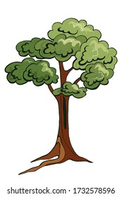 Cartoon color tree. Vector illustration