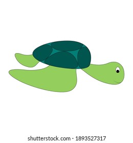 Cartoon color turtle outline. Vector color illustration isolated on white background. Decoration for greeting cards, posters, flyers, prints for clothes.