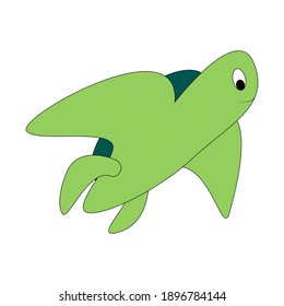 Cartoon color turtle outline. Vector color illustration isolated on white background. Decoration for greeting cards, posters, flyers, prints for clothes.
