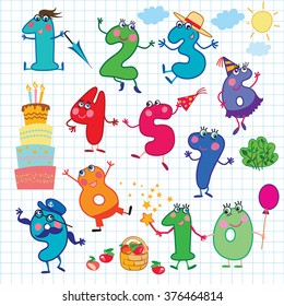 cartoon color vector number's background