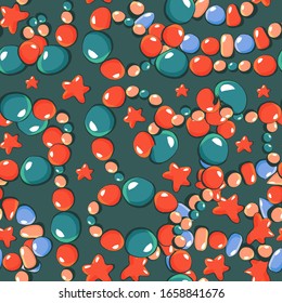 Cartoon color vector color pattern with carnival beads and stars