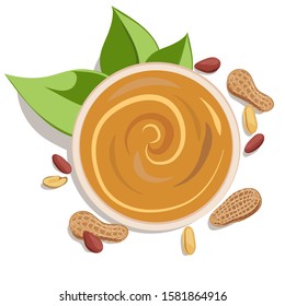 Cartoon color vector peanut butter and peanuts