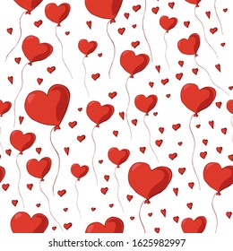 Cartoon color vector seamless pattern with heart balloon