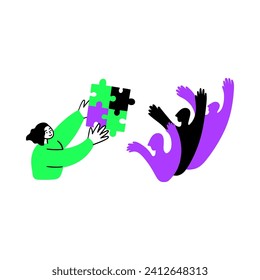 Cartoon Color Web Development Concept Scene with Character Girl Presentation of the Solution Flat Design Style. Vector illustration