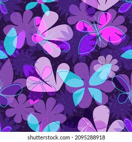 Mariposas de color caricatura. Patrón sin foco. Colorido fondo veraniego. Ilustración vectorial.