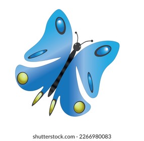 Cartoon colored butterfly with spread wings. Vector illustration