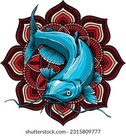 Cartoon of colored catfish vector illustration design