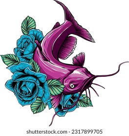 Cartoon of colored catfish vector illustration design