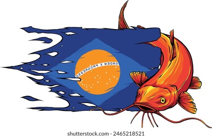 Caricatura de diseño de Ilustración vectorial de bagre de colores