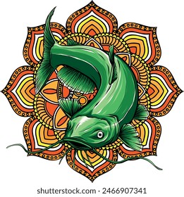 Caricatura de diseño de Ilustración vectorial de bagre de colores