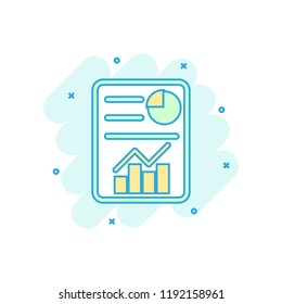 Cartoon colored checklist icon in comic style. Document check sign illustration pictogram. Diagram graph splash business concept.