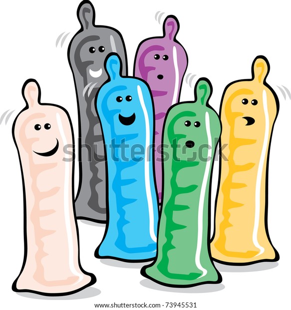 Cartoon Colored Condoms Promote Safe Sex Stock Vector Royalty Free