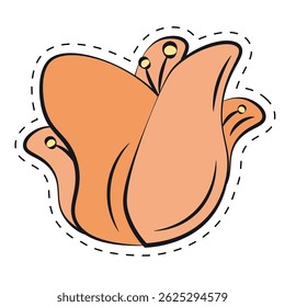 Cartoon colored flower with petals. Vector illustration