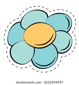 Flor de color de dibujos animados con pétalos. Ilustración vectorial