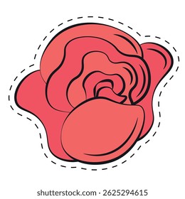 Cartoon colored flower with petals. Vector illustration