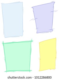 Cartoon colored isolated bacgrounds and frames. Vector set.
