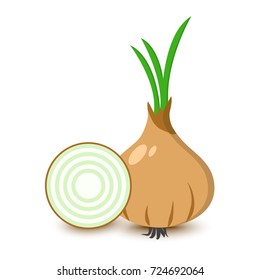 Cartoon colored onion, flat design, vector illustration