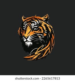 Cartoon colored portrait of a tiger. Vector illustration