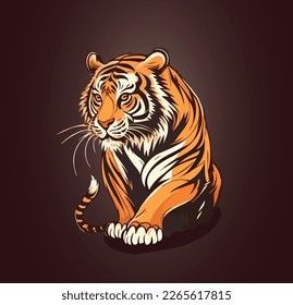 Cartoon-farbiges Portrait eines Tigers. Vektorgrafik