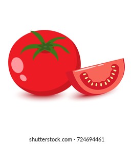 Cartoon colored tomato, flat design, vector illustration