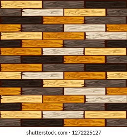 Cartoon colored wood floor tiles pattern. Seamless texture wooden parquet board. Vector illustration for user interface of the game element. Color 8