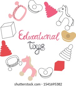 Cartoon colorful advertising. Childhood & kids preschool development. Isolated flat vector design. Flat vector. Cartoon flat style. Preschool worksheet. Hand drawing. Vector symbol.