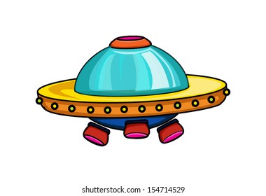 Cartoon colorful alien space ship, vector illustration