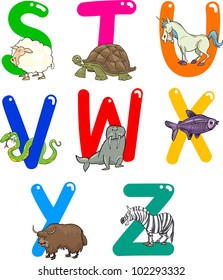 Cartoon Colorful Alphabet Set with Funny Animals